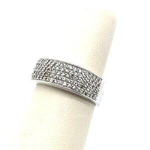 Designer Sterling Silver & Cubic Zirconia Size 7.75 Band Ring! 40